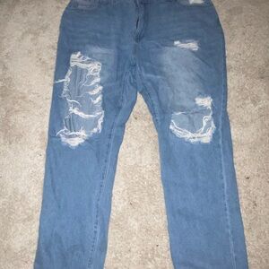 SHEIN Relaxed Blue Distressed Denim